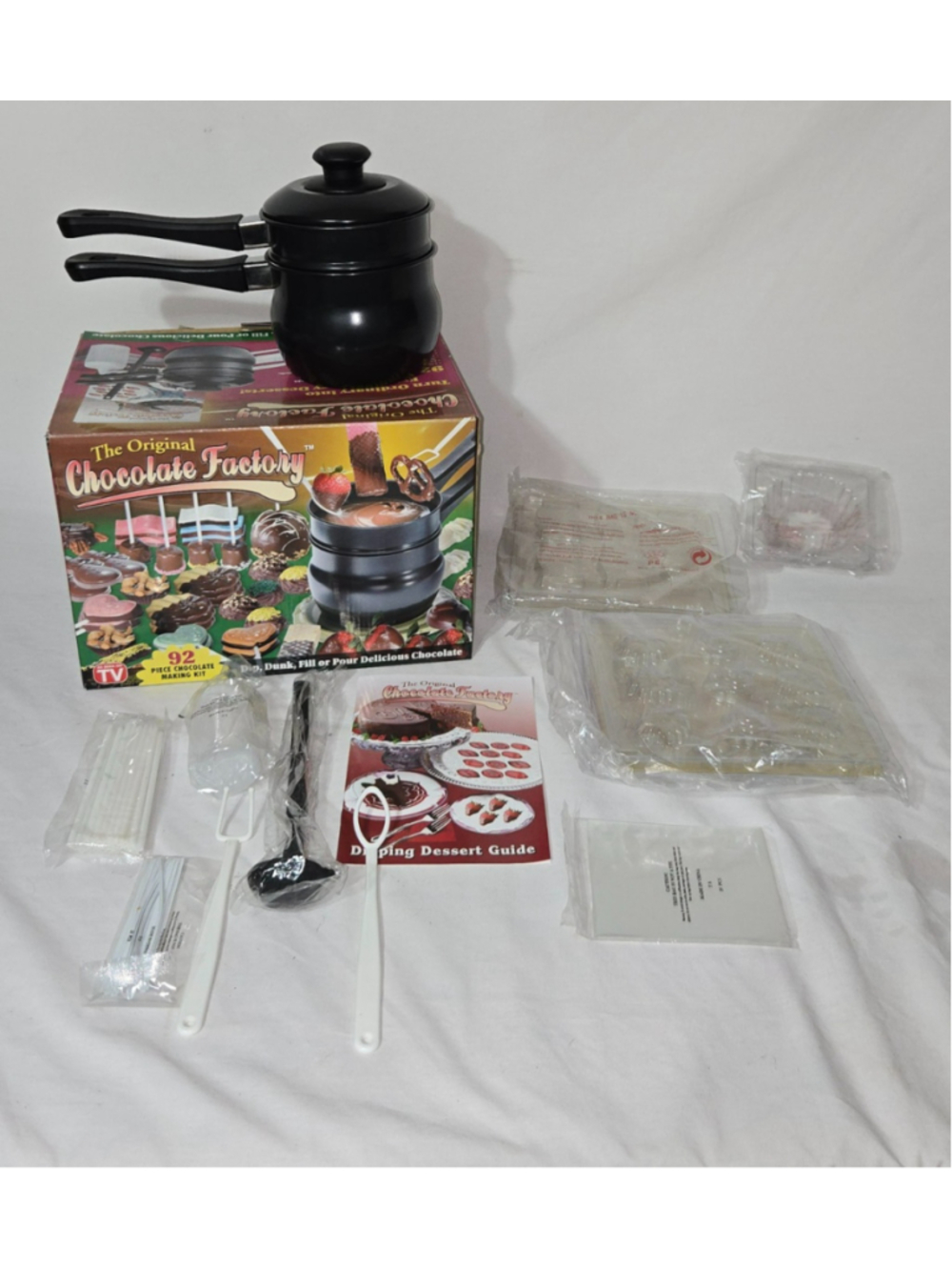 The Original Chocolate Factory 92 Pc Chocolate Making Kit Double Boiler-Molds